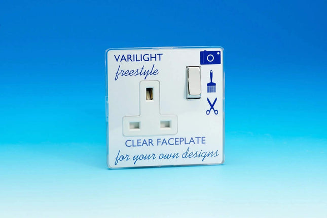 Varilight 1-Gang 13A Double Pole Switched Plug Socket with Metal Rockers XIF4CW