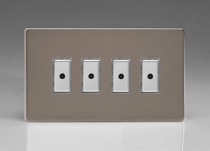Varilight Flat Plate Screwless Pewter Eclique 2-1-Gang 1 x 100W Multi-Way Remote/Touch Control V-Pro Dimmer Master Unit
