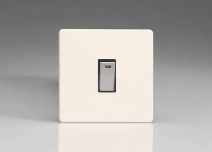 Varilight Primed Ready to Paint Flat Plate Screwless 1-Gang 20 Amp Double Pole Rocker Switch + Neon Indicator Light