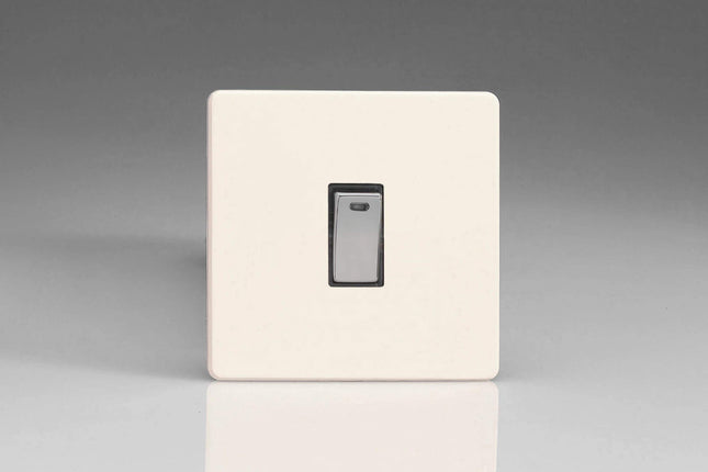 Varilight Primed Ready to Paint Flat Plate Screwless 1-Gang 20 Amp Double Pole Rocker Switch + Neon Indicator Light