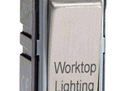 Varilight Brushed Steel Powergrid Engraved Module 20 Amp 1-Way Double Pole Switch 'Worktop Lighting'