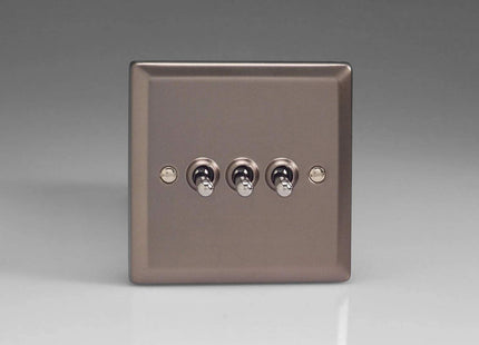 Varilight 3G 1 or 2W 10A Classic Toggle Switch Pewter XRT3