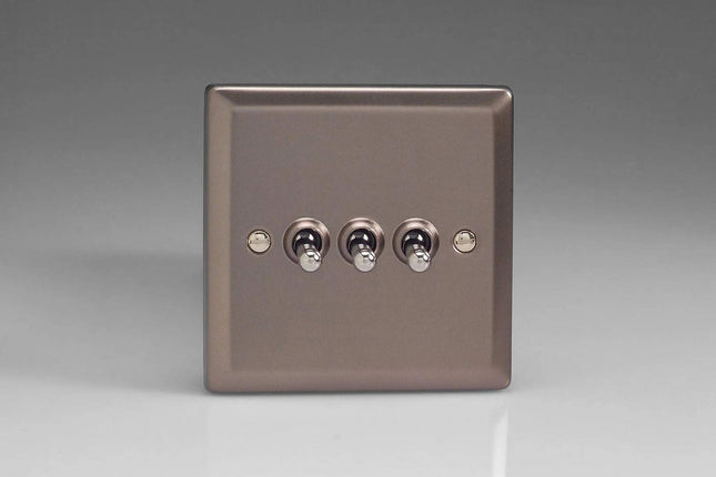 Varilight 3G 1 or 2W 10A Classic Toggle Switch Pewter XRT3