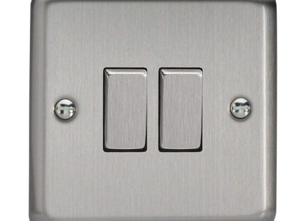 Varilight 2-Gang 1-Gang Intermediate And 1-Gang 1 or 2 Way 10 Amp Switch Matt Chrome XS71D