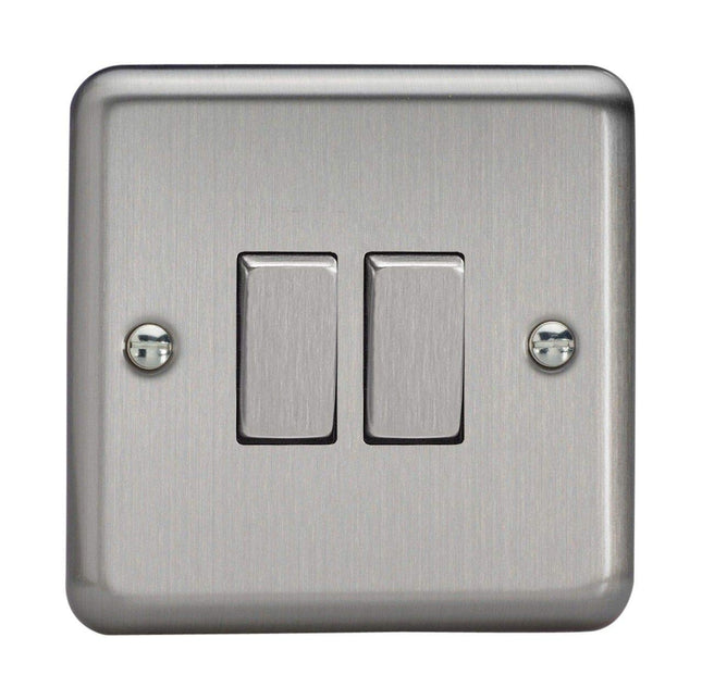 Varilight 2-Gang 1-Gang Intermediate And 1-Gang 1 or 2 Way 10 Amp Switch Matt Chrome XS71D
