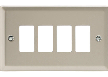 Varilight XNPGY4 Classic Satin Chrome 4 Gang PowerGrid Plate (Twin Plate)