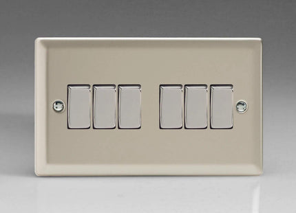 Varilight XN96D Rocker Switches Satin Chrome 6 Gang