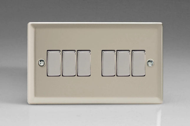 Varilight XN96D Rocker Switches Satin Chrome 6 Gang