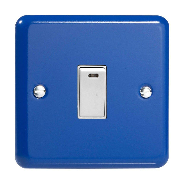 Varilight 1-Gang 20A Double Pole Rocker Light Switch + Neon Indicator Light Reflex Blue XY20NW.RB