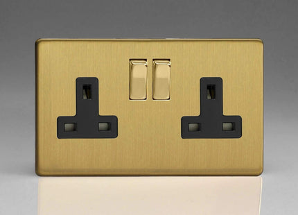 Varilight XDB5BS 13A Socket Brushed Brass Black 1-Gang