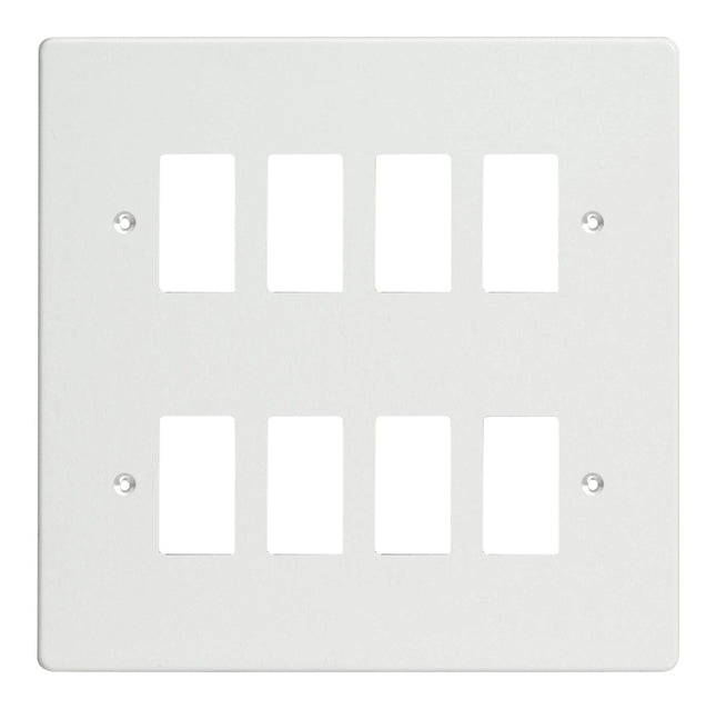 Varilight XDQPG8 PowerGrid Premium White 8-Gang Grid Plate (Double Twin Plate)