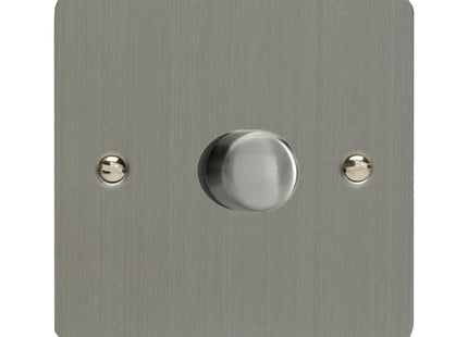 Varilight V-Pro 1-Gang Dimmer 400W Brushed Steel 1-Gang 2-Way Push-On/Off Rotary LED Dimmer 1 x 0-120W (1-10 LEDs)