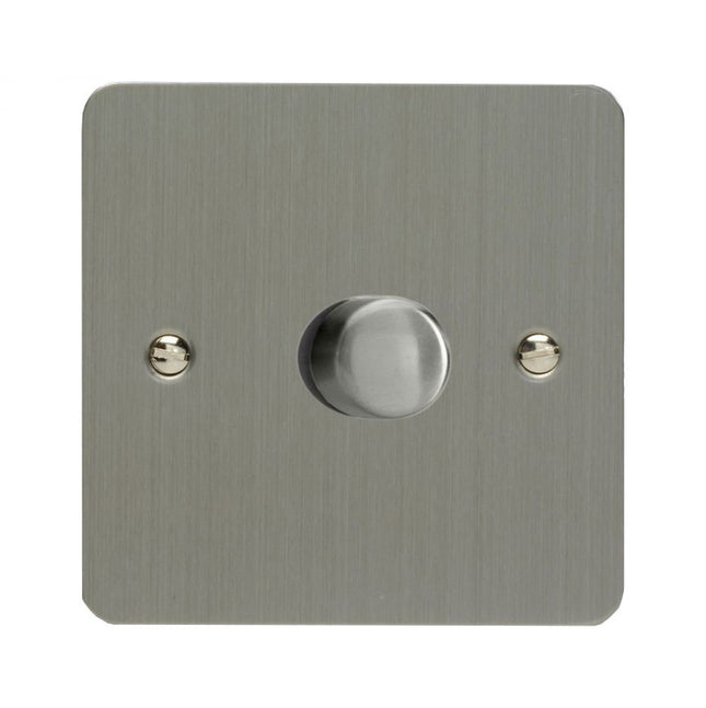 Varilight V-Pro 1-Gang Dimmer 400W Brushed Steel 1-Gang 2-Way Push-On/Off Rotary LED Dimmer 1 x 0-120W (1-10 LEDs)