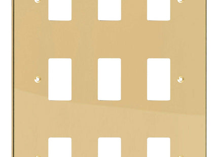 Varilight XDVPG9 PowerGrid Polished Brass 9-Gang Grid Plate (Triple Twin Plate)