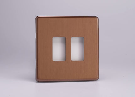 Varilight XDYPGY2S.BZ Screwless Brushed Bronze 2-Gang Grid Plate (Single Plate)