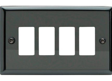 Varilight XIPGY4 Classic Iridium Black 4 Gang PowerGrid Plate (Twin Plate)
