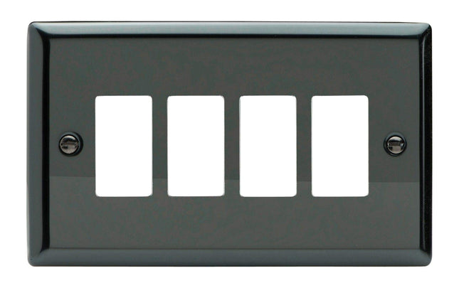 Varilight XIPGY4 Classic Iridium Black 4 Gang PowerGrid Plate (Twin Plate)