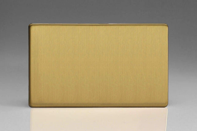 Varilight 2-Gang Blank Plate Dimension Screwless Brushed Brass XDBDBS