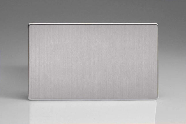Varilight 2-Gang Blank Plate Dimension Screwless Matt Chrome XDSDBS