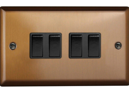 Varilight Urban Brushed Bronze 4 Gang 2-Way 10 Amp Switch Metal Rocker