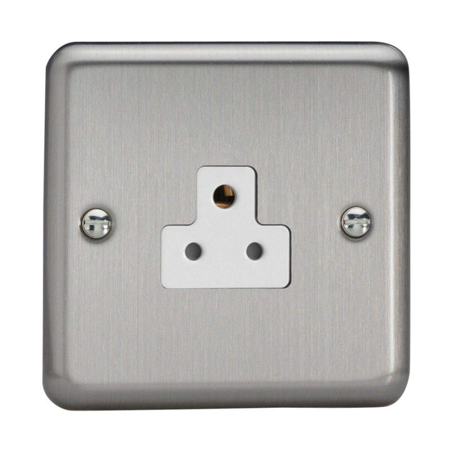 Varilight 1-Gang 2A Round Pin Plug Socket Matt Chrome XSRP2AW