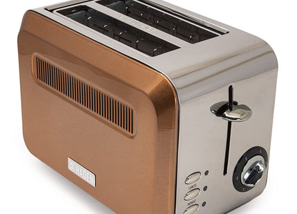 Haden Boston Toaster Electric Stainless-Steel Toaster with Reheat and Defrost Functions 685-815W, Two Slice, Copper CE29