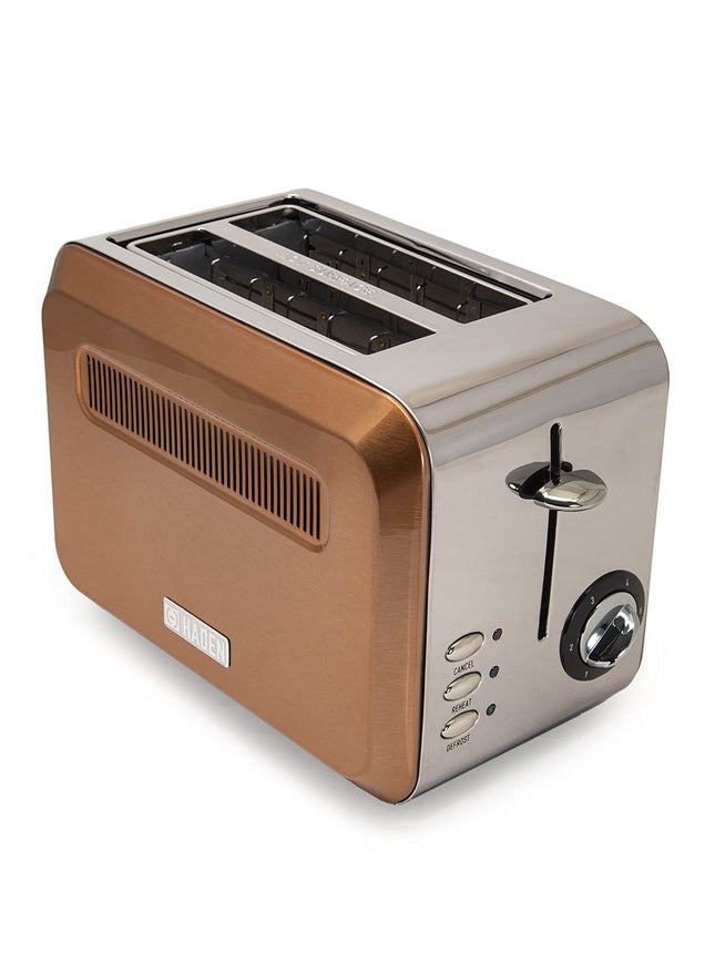 Haden Boston Toaster Electric Stainless-Steel Toaster with Reheat and Defrost Functions 685-815W, Two Slice, Copper CE29