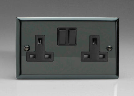 Varilight XI5B 13A Switched Socket 2-Gang Iridium Black Black