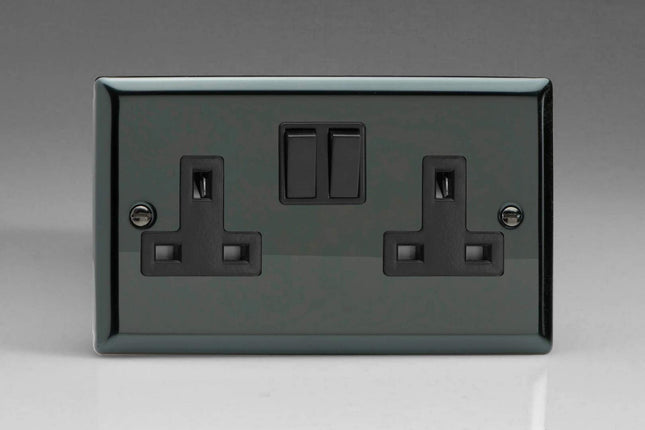 Varilight XI5B 13A Switched Socket 2-Gang Iridium Black Black