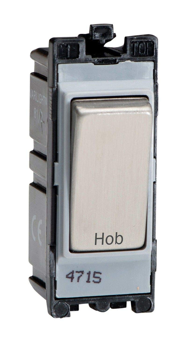 Varilight Engraved 20A 1-Way Double Pole Switch 'Hob' PowerGrid Steel G201DS.HB