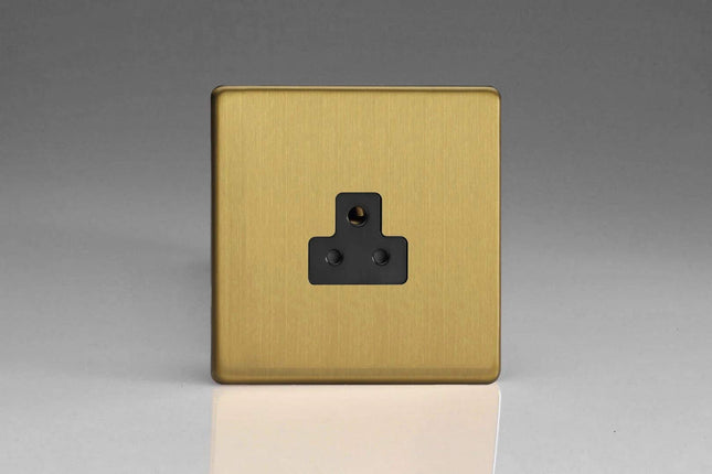 Varilight 1-Gang 2A Round Pin Socket Dimension Screwless Brushed Brass XDBRP2ABS