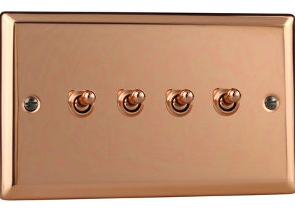 Varilight Urban Polished Copper 4 Gang 2-Way 10 Amp Toggle Switch