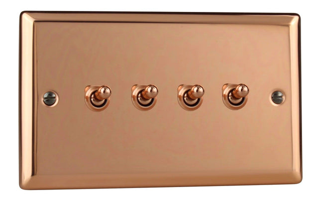 Varilight Urban Polished Copper 4 Gang 2-Way 10 Amp Toggle Switch