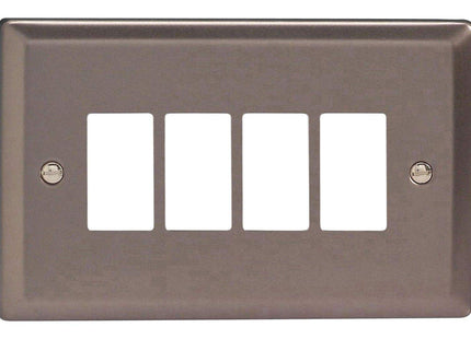 Varilight XRPGY4 Classic Pewter 4 Gang PowerGrid Plate (Twin Plate)