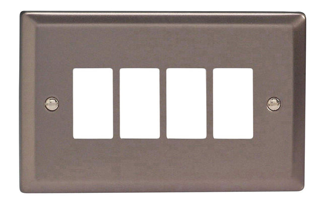 Varilight XRPGY4 Classic Pewter 4 Gang PowerGrid Plate (Twin Plate)