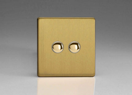 Varilight V-Pro IR 2-Gang Tactile Touch Control Dimming Light Switch Slave for use with Master on 2-Way Circuits Brushed Brass IJDBS002S