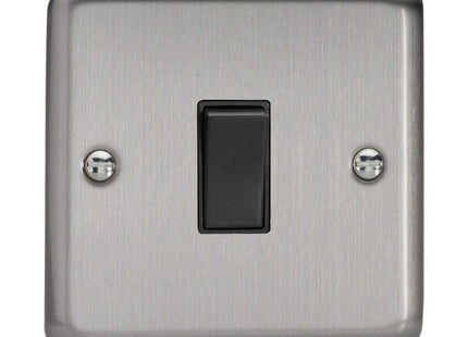 Varilight 1-Gang (Single), 1 Way 20 Amp Switch, Classic Brushed Steel (also known as Classic Matt Chrome) XS20B