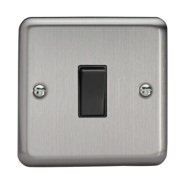 Varilight 1-Gang (Single), 1 Way 20 Amp Switch, Classic Brushed Steel (also known as Classic Matt Chrome) XS20B
