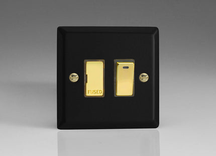 Varilight Vogue Collection Matt Black 1-Gang Switched 13 Amp Fused Spur with Neon Indicator Light