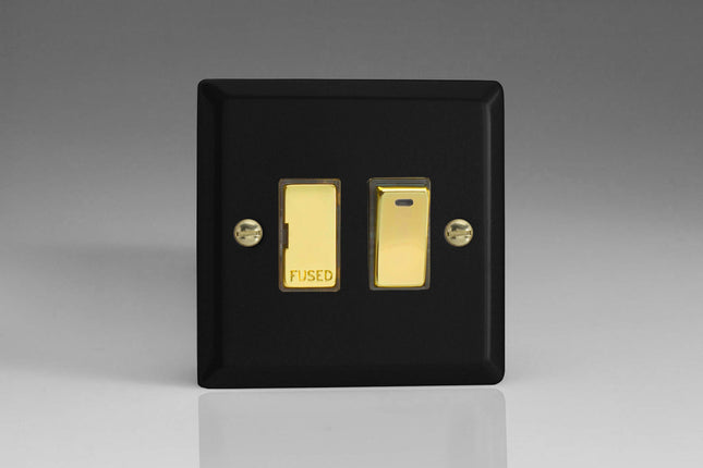 Varilight Vogue Collection Matt Black 1-Gang Switched 13 Amp Fused Spur with Neon Indicator Light
