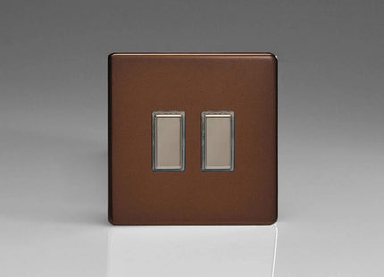 Varilight Eclique 2 2-Gang Tactile Touch Control Dimming Light Switch Slave for use with Eclique2 Master on 2-Way Circuits Mocha JDMES002S
