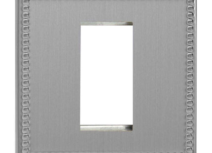 Varilight Single Size Data Grid Face Plate For 1 Data Module Width, Dimension Screwless Jubilee Brushed Steel XDYG1S.JS