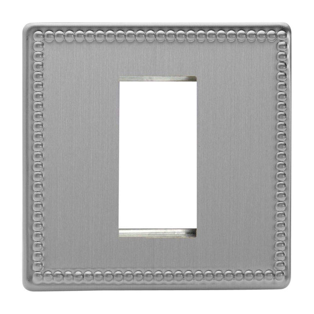 Varilight Single Size Data Grid Face Plate For 1 Data Module Width, Dimension Screwless Jubilee Brushed Steel XDYG1S.JS