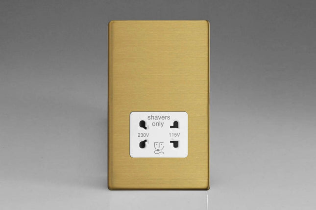 Varilight Dual Voltage Shaver Plug Socket 240V/115V 240V/115V Brushed Brass XDBSSWS
