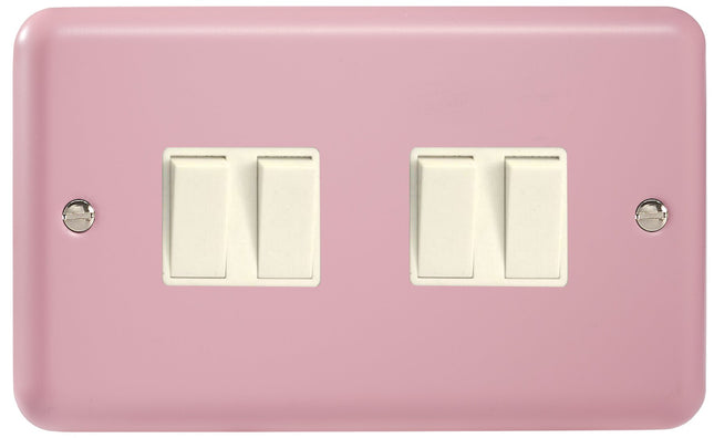 Varilight 4 Gang (Quad), 1or 2 Way 10 Amp Switch, Classic Lily Rose Pink XY9W.RP