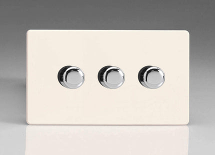 Varilight Primed Ready to Paint Flat Plate Screwless V-Pro 3X 300W 2-Way Push-on Push-Off Trailing Edge Dimmer Double Plate)