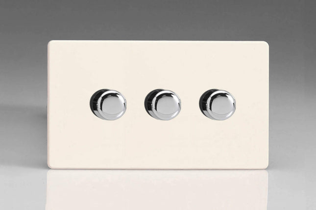 Varilight Primed Ready to Paint Flat Plate Screwless V-Pro 3X 300W 2-Way Push-on Push-Off Trailing Edge Dimmer Double Plate)
