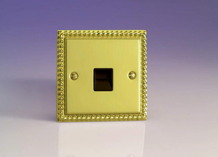 Varilight Classic Georgian Brass Telephone Master Socket Black Insert XGTMB