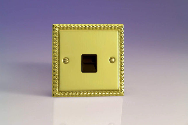 Varilight Classic Georgian Brass Telephone Master Socket Black Insert XGTMB