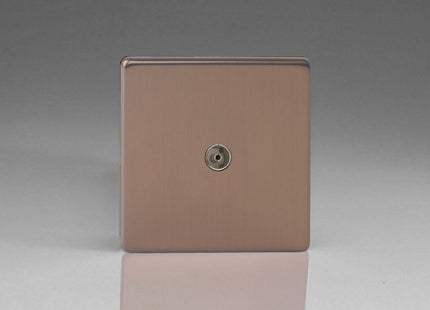 Varilight Flat Plate Screwless Brushed Bronze TV Socket
